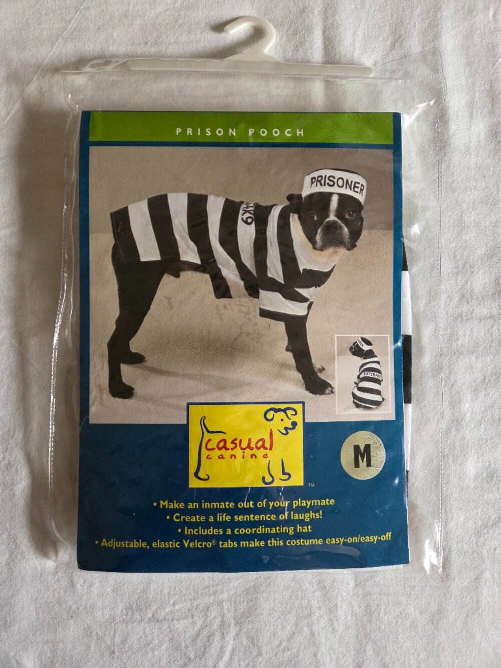Casual Canine Prison Pooch Dog Costume Medium Halloween Prisoner Hat NWT